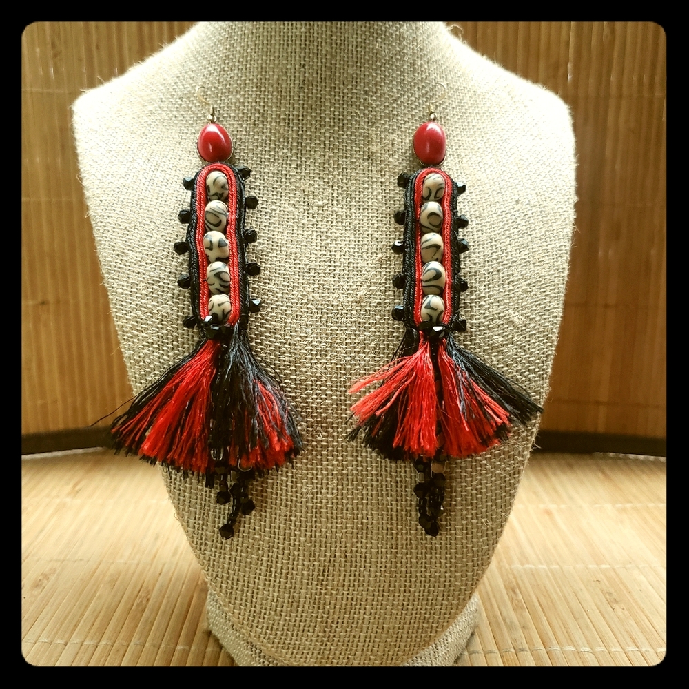 Handmade soutache and bead earrings